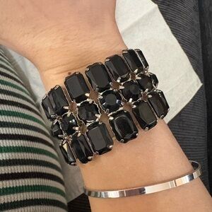 VintageBlack Faceted Stone Stretch Bracelet